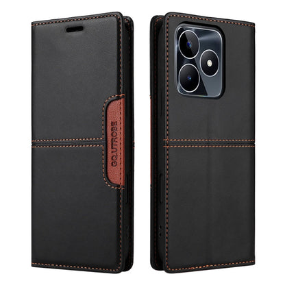Pour Realme C53 4G GQUTROBE G01 Étui de téléphone en cuir anti-vol RFID (Noir)