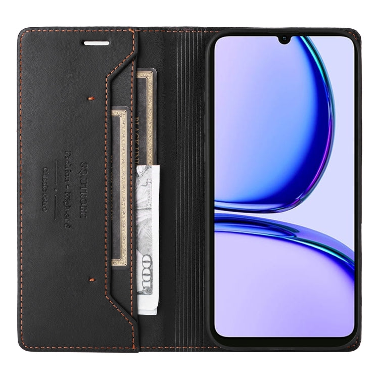 Pour Realme C53 4G GQUTROBE G01 Étui de téléphone en cuir anti-vol RFID (Noir)