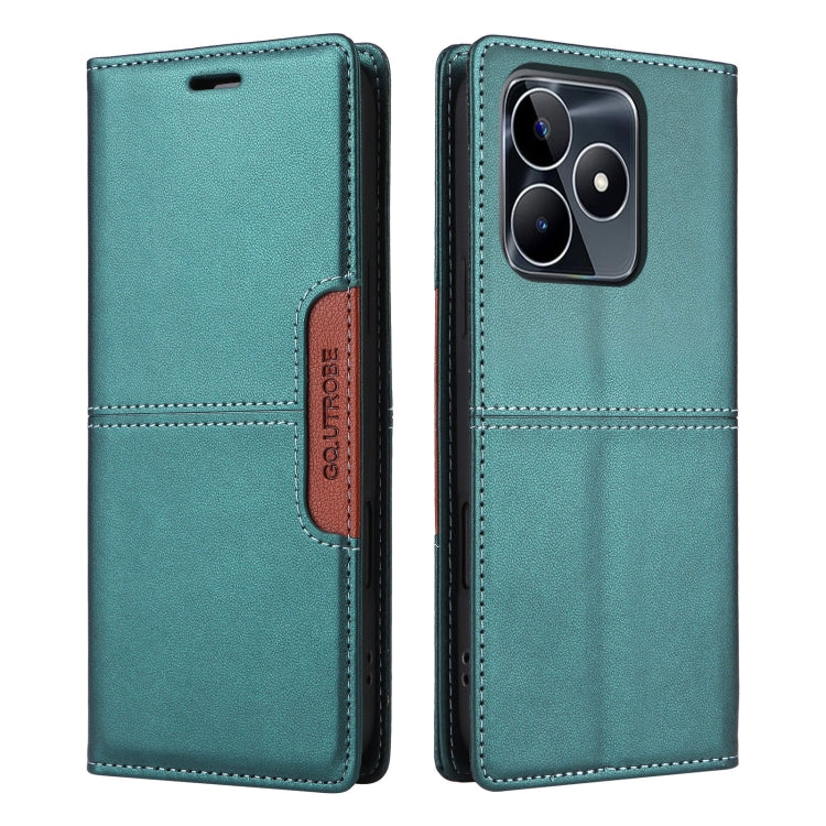 Pour étui de téléphone en cuir antivol RFID GQUTROBE G01 pour Realme C53 4G (vert)