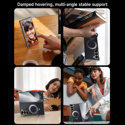 For Samsung Galaxy Z Fold 5 SULADA Top Grain Leather MagSafe Magnetic Holder Phone Case(Black)