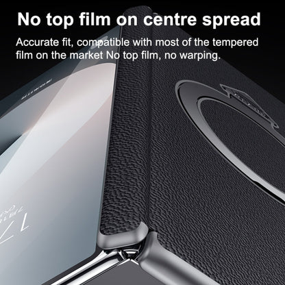 For Samsung Galaxy Z Fold 5 SULADA Top Grain Leather MagSafe Magnetic Holder Phone Case(Black)