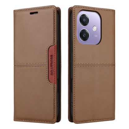 For OPPO A3x 5G / 4G GQUTROBE G01 RFID Anti-theft Leather Phone Case(Brown)