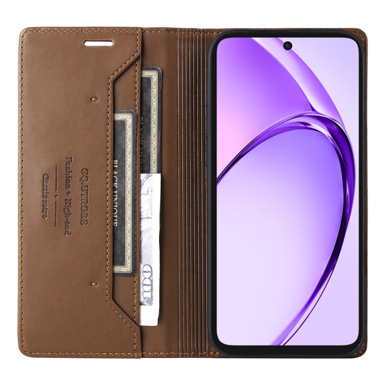 For OPPO A3x 5G / 4G GQUTROBE G01 RFID Anti-theft Leather Phone Case(Brown)