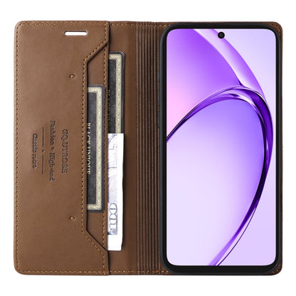 For OPPO A3x 5G / 4G GQUTROBE G01 RFID Anti-theft Leather Phone Case(Brown)