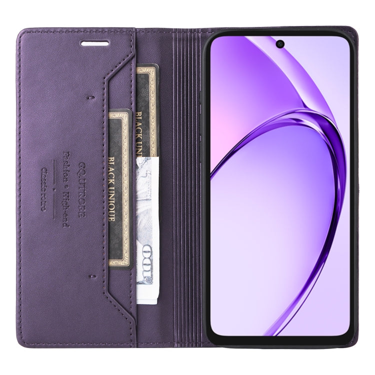 Pour OPPO A3x 5G / 4G GQUTROBE G01 Étui de téléphone en cuir anti-vol RFID (Violet)