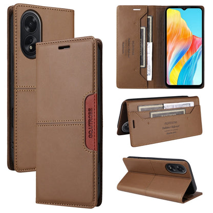 For OPPO A38 4G / A18 GQUTROBE G01 RFID Anti-theft Leather Phone Case(Brown)