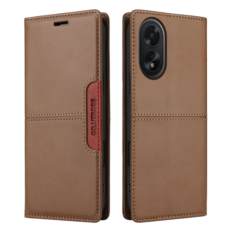 For OPPO A38 4G / A18 GQUTROBE G01 RFID Anti-theft Leather Phone Case(Brown)