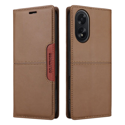 For OPPO A38 4G / A18 GQUTROBE G01 RFID Anti-theft Leather Phone Case(Brown)