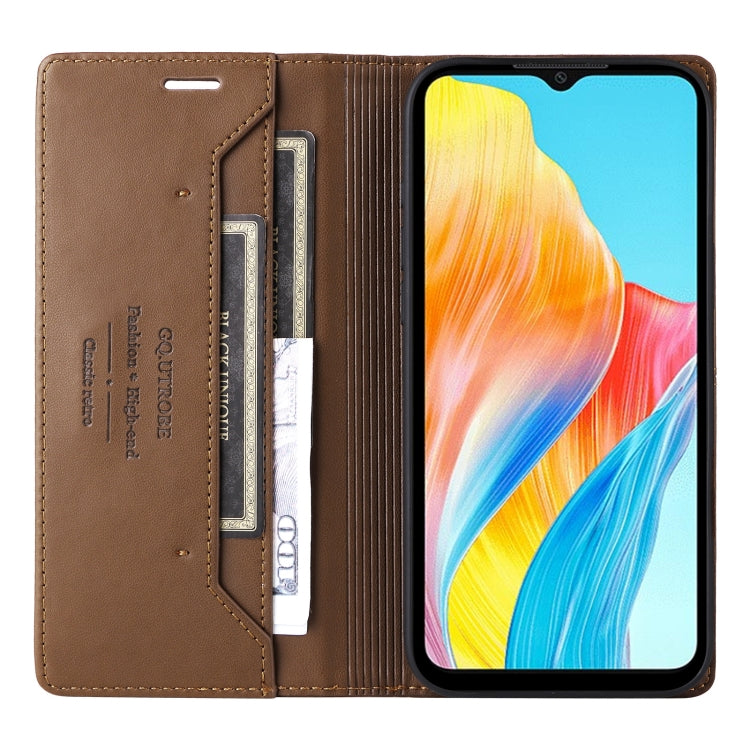 For OPPO A38 4G / A18 GQUTROBE G01 RFID Anti-theft Leather Phone Case(Brown)