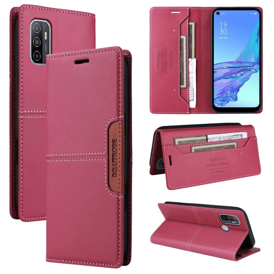 For OPPO A53 / A53s GQUTROBE G01 RFID Anti-theft Leather Phone Case(Red)
