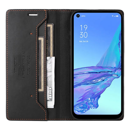 For OPPO A53 / A53s GQUTROBE G01 RFID Anti-theft Leather Phone Case(Black)