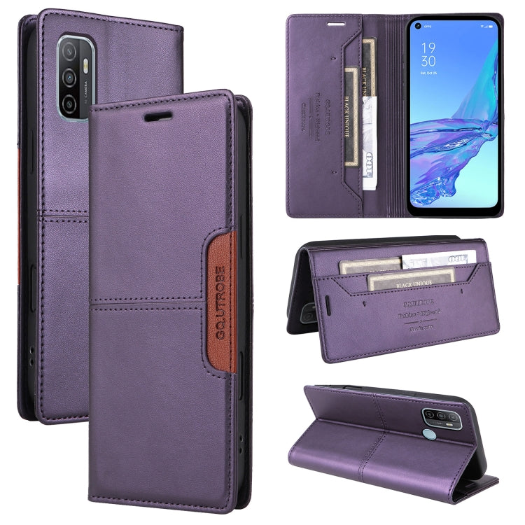 For OPPO A53 / A53s GQUTROBE G01 RFID Anti-theft Leather Phone Case(Purple)