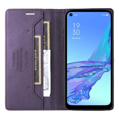 For OPPO A53 / A53s GQUTROBE G01 RFID Anti-theft Leather Phone Case(Purple)