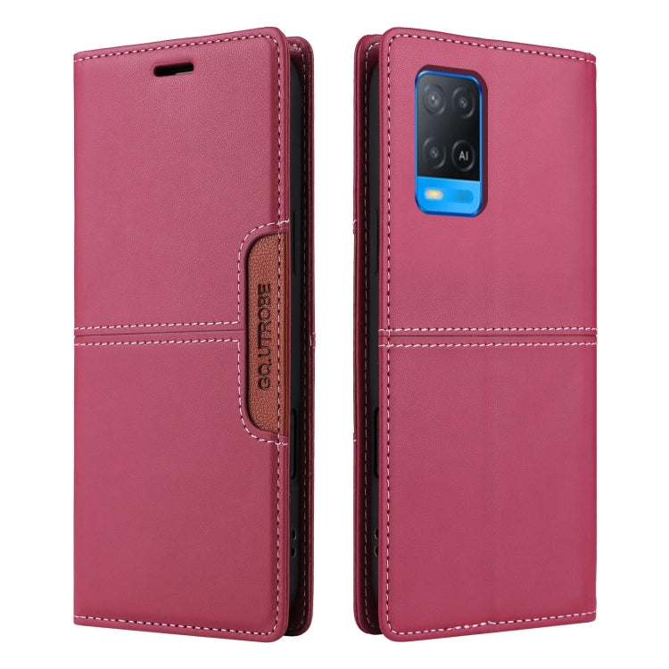 For OPPO A54 4G / A16 GQUTROBE G01 RFID Anti-theft Leather Phone Case(Red)