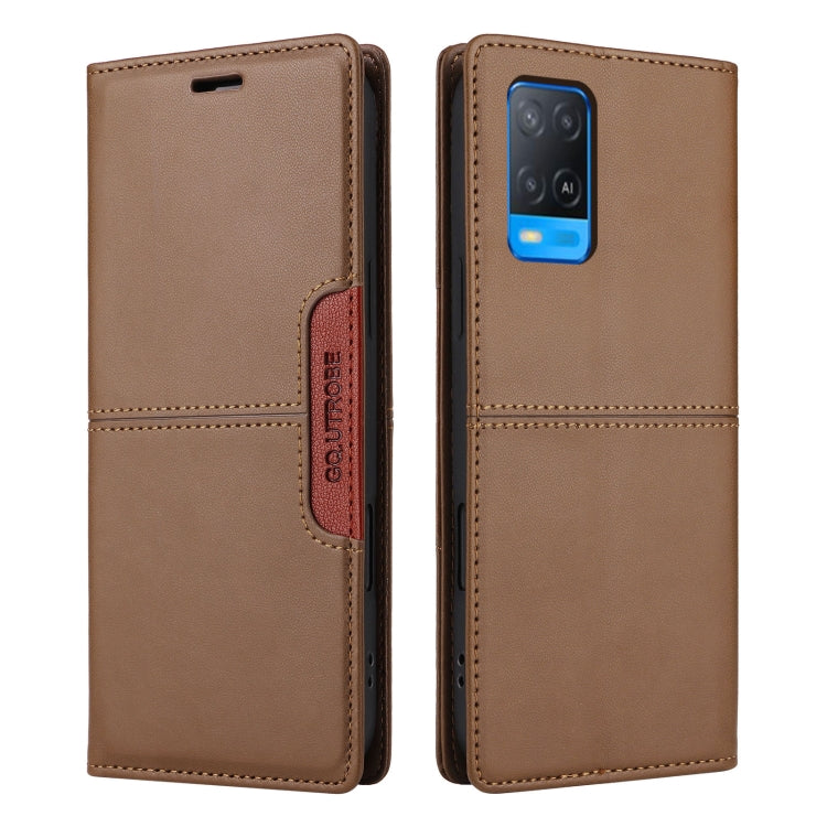 For OPPO A54 4G / A16 GQUTROBE G01 RFID Anti-theft Leather Phone Case(Brown)