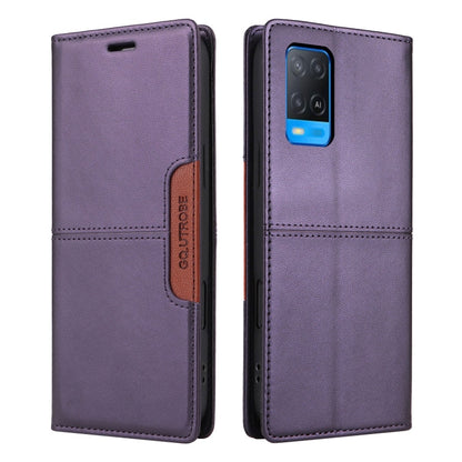 For OPPO A54 4G / A16 GQUTROBE G01 RFID Anti-theft Leather Phone Case(Purple)