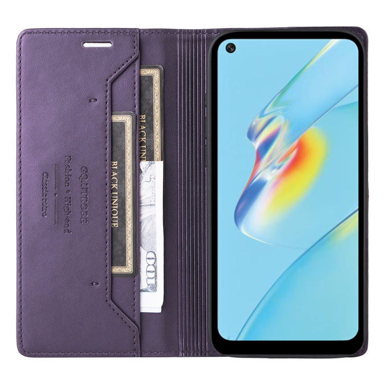 For OPPO A54 4G / A16 GQUTROBE G01 RFID Anti-theft Leather Phone Case(Purple)