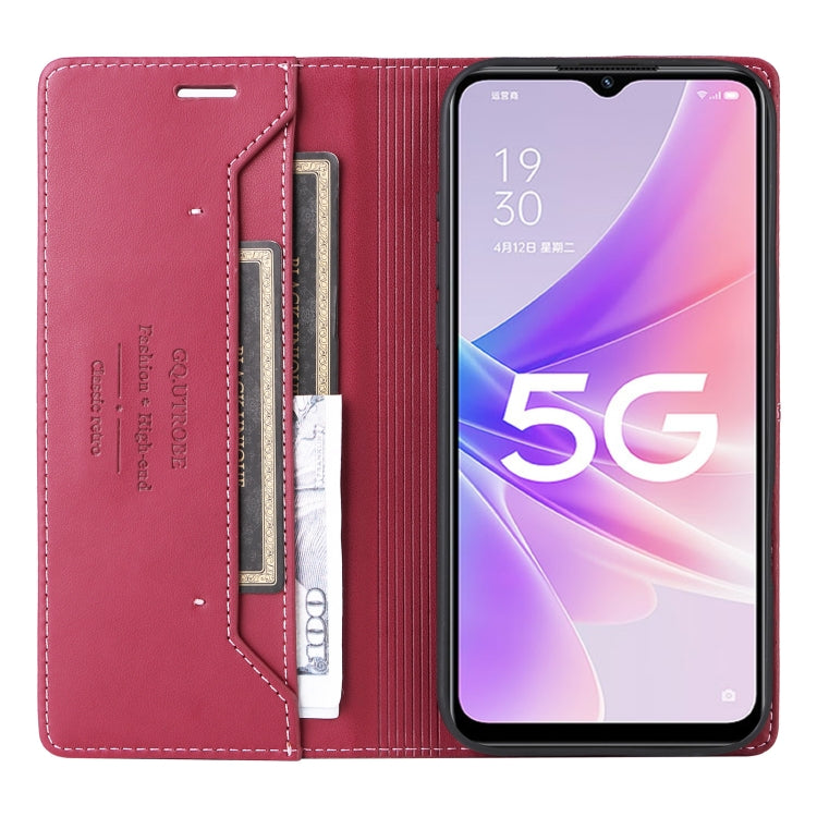 For OPPO A57 5G / A77 5G GQUTROBE G01 RFID Anti-theft Leather Phone Case(Red)