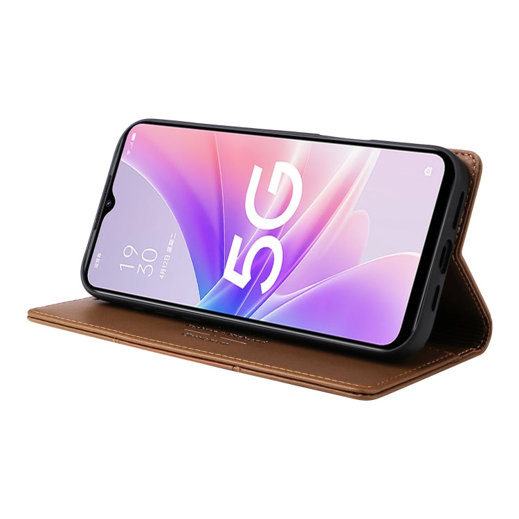 For OPPO A57 5G / A77 5G GQUTROBE G01 RFID Anti-theft Leather Phone Case(Brown)