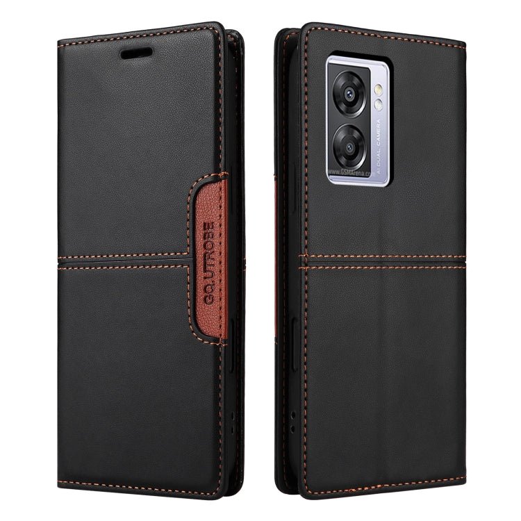 For OPPO A57 5G / A77 5G GQUTROBE G01 RFID Anti-theft Leather Phone Case(Black)