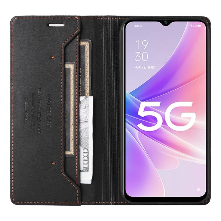 For OPPO A57 5G / A77 5G GQUTROBE G01 RFID Anti-theft Leather Phone Case(Black)