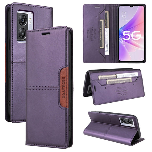 For OPPO A57 5G / A77 5G GQUTROBE G01 RFID Anti-theft Leather Phone Case(Purple)
