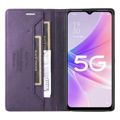 For OPPO A57 5G / A77 5G GQUTROBE G01 RFID Anti-theft Leather Phone Case(Purple)