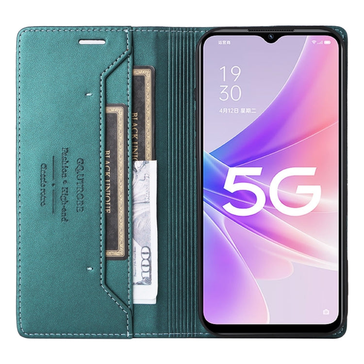 For OPPO A57 5G / A77 5G GQUTROBE G01 RFID Anti-theft Leather Phone Case(Green)