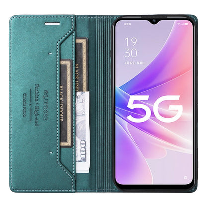 For OPPO A57 5G / A77 5G GQUTROBE G01 RFID Anti-theft Leather Phone Case(Green)