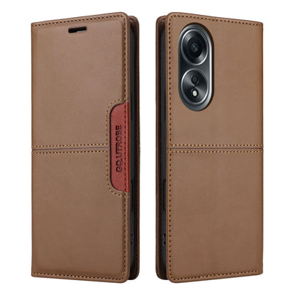 For OPPO A58 4G GQUTROBE G01 RFID Anti-theft Leather Phone Case(Brown)