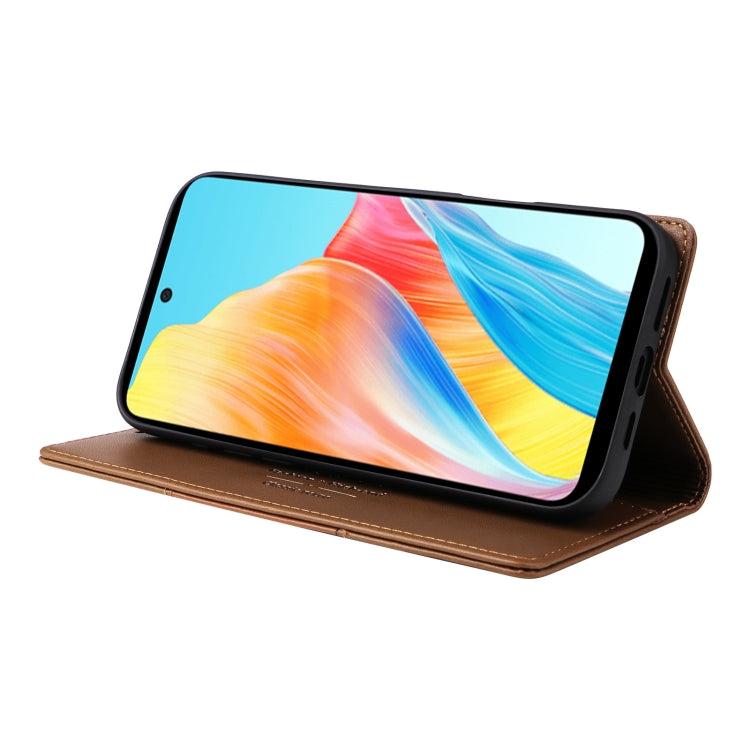 For OPPO A58 4G GQUTROBE G01 RFID Anti-theft Leather Phone Case(Brown)