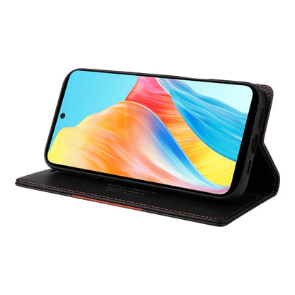 Pour OPPO A58 4G GQUTROBE G01 Étui de téléphone en cuir anti-vol RFID (Noir)