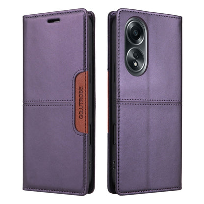 For OPPO A58 4G GQUTROBE G01 RFID Anti-theft Leather Phone Case(Purple)