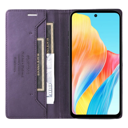 For OPPO A58 4G GQUTROBE G01 RFID Anti-theft Leather Phone Case(Purple)