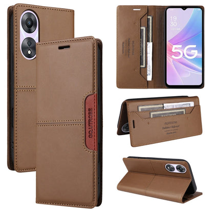 For OPPO A58 5G GQUTROBE G01 RFID Anti-theft Leather Phone Case(Brown)