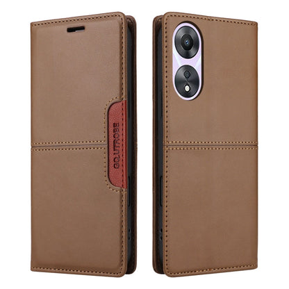 For OPPO A58 5G GQUTROBE G01 RFID Anti-theft Leather Phone Case(Brown)