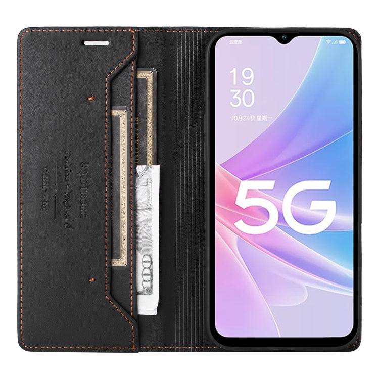 For OPPO A58 5G GQUTROBE G01 RFID Anti-theft Leather Phone Case(Black)