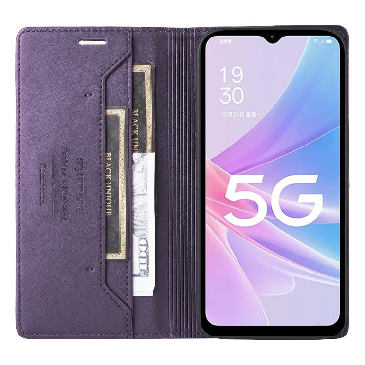 For OPPO A58 5G GQUTROBE G01 RFID Anti-theft Leather Phone Case(Purple)