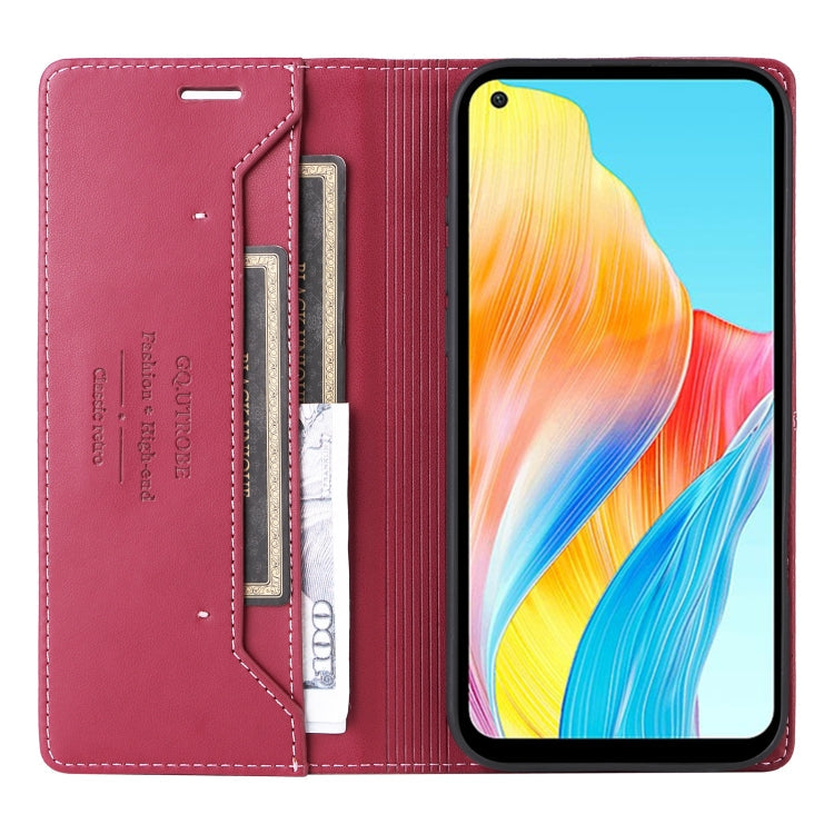 For OPPO A78 4G GQUTROBE G01 RFID Anti-theft Leather Phone Case(Red)