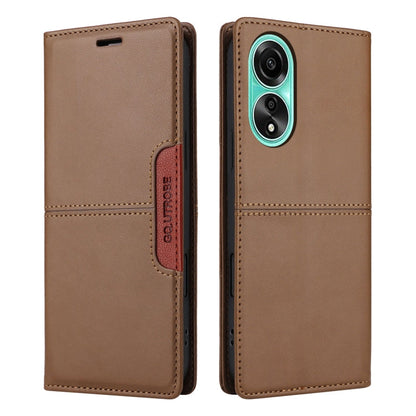 For OPPO A78 4G GQUTROBE G01 RFID Anti-theft Leather Phone Case(Brown)