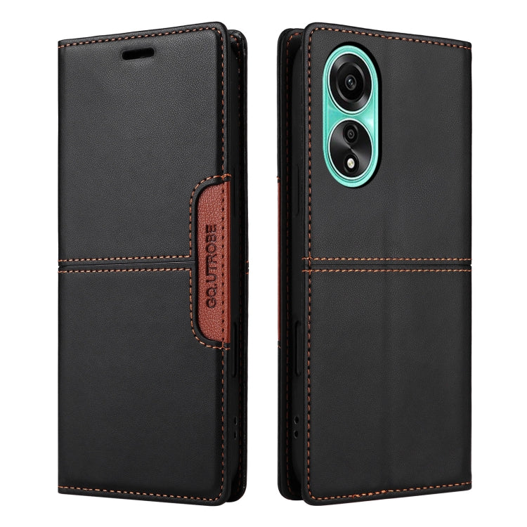 For OPPO A78 4G GQUTROBE G01 RFID Anti-theft Leather Phone Case(Black)