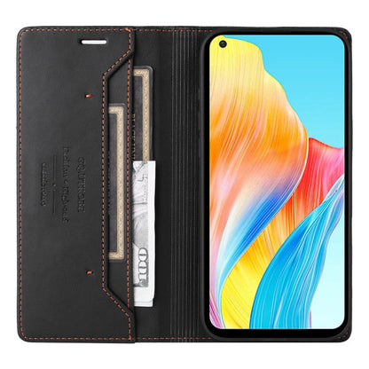 For OPPO A78 4G GQUTROBE G01 RFID Anti-theft Leather Phone Case(Black)
