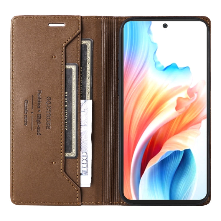 For OPPO A79 5G GQUTROBE G01 RFID Anti-theft Leather Phone Case(Brown)