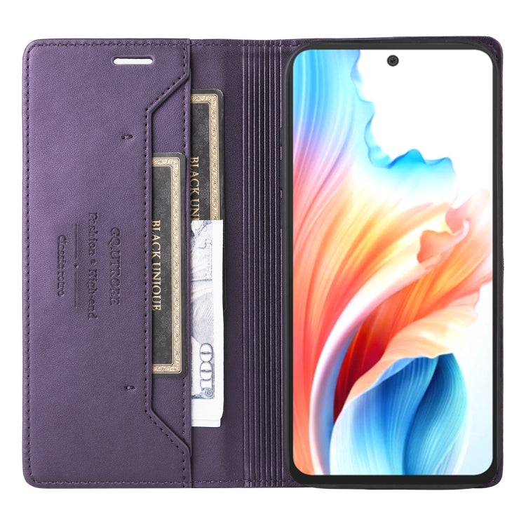 For OPPO A79 5G GQUTROBE G01 RFID Anti-theft Leather Phone Case(Purple)