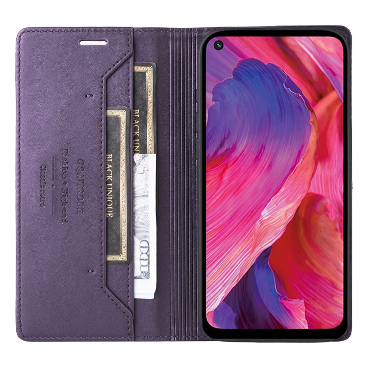 For OPPO A93 5G / A54 5G GQUTROBE G01 RFID Anti-theft Leather Phone Case(Purple)