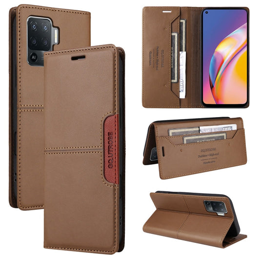 For OPPO A94 / Reno6 Z GQUTROBE G01 RFID Anti-theft Leather Phone Case(Brown)