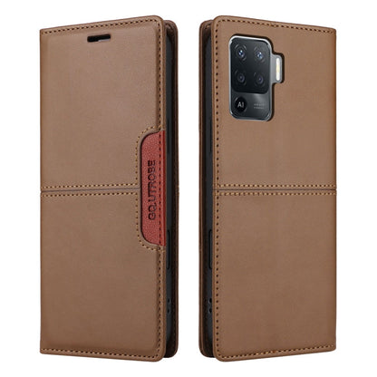 For OPPO A94 / Reno6 Z GQUTROBE G01 RFID Anti-theft Leather Phone Case(Brown)