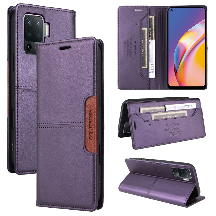 Pour OPPO A94 / Reno6 Z GQUTROBE G01 Étui Portefeuille en Cuir Antivol RFID (Violet)