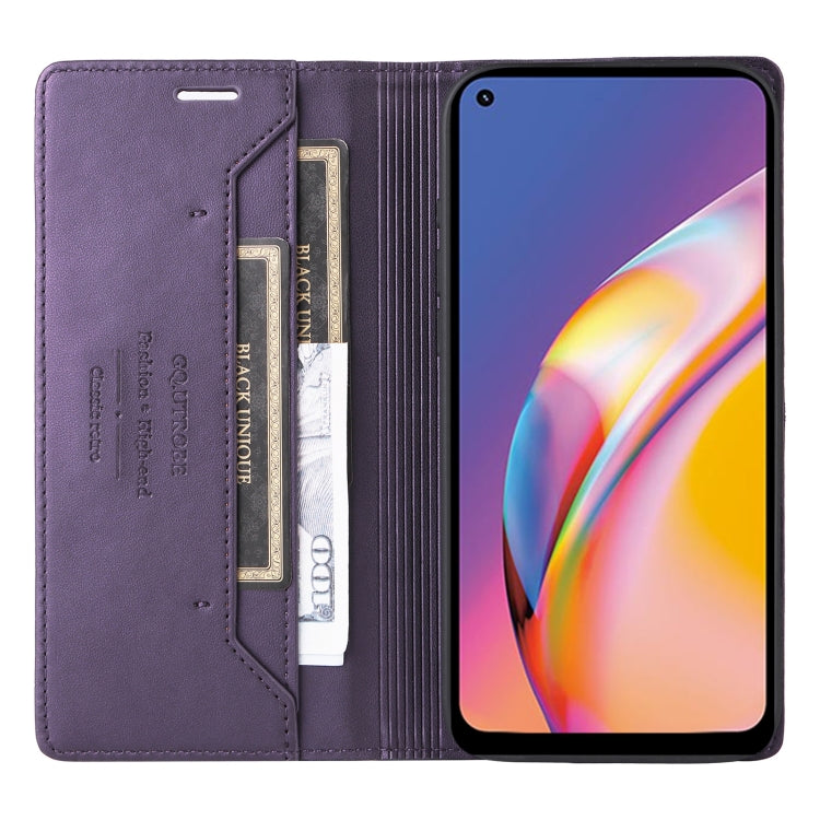 Pour OPPO A94 / Reno6 Z GQUTROBE G01 Étui Portefeuille en Cuir Antivol RFID (Violet)