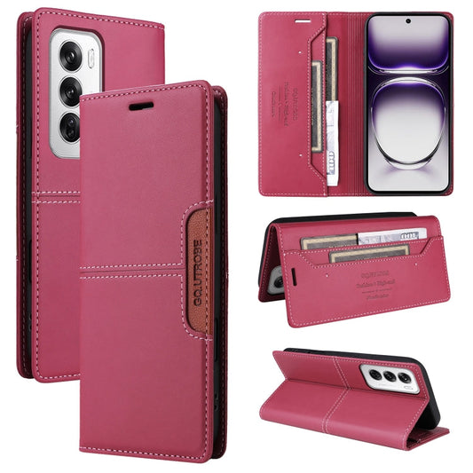 For OPPO Reno12 5G Global GQUTROBE G01 RFID Anti-theft Leather Phone Case(Red)
